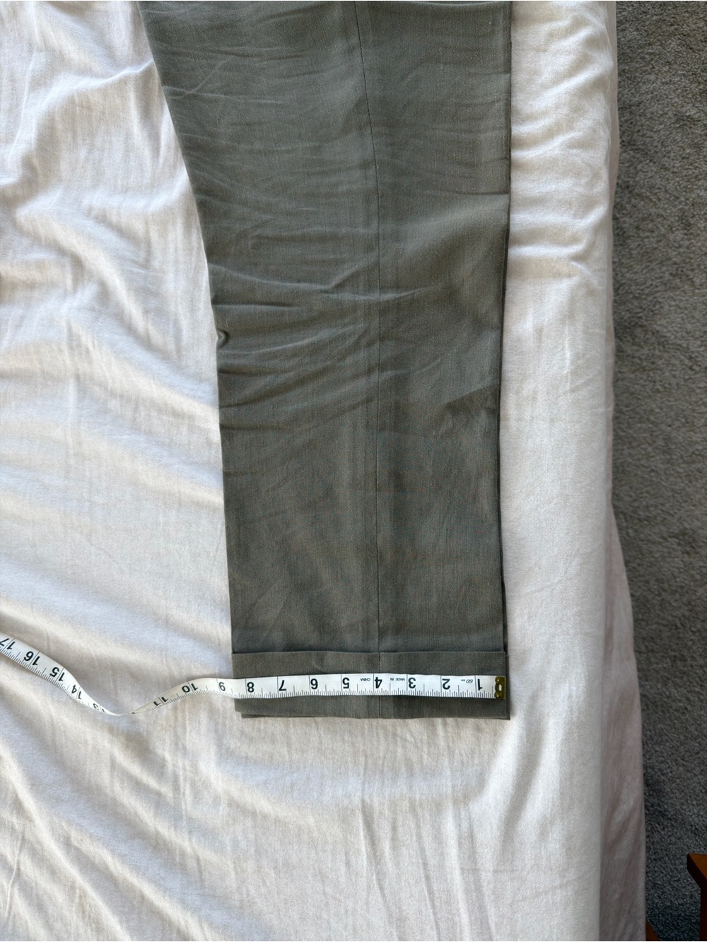 Olive linen cotton blend trousers - Picture 4 of 5